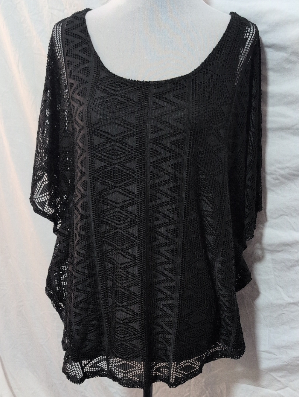 Perseption Black Crochet Overlay Top